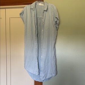 Blue Striped Button-Up Shirt Dress